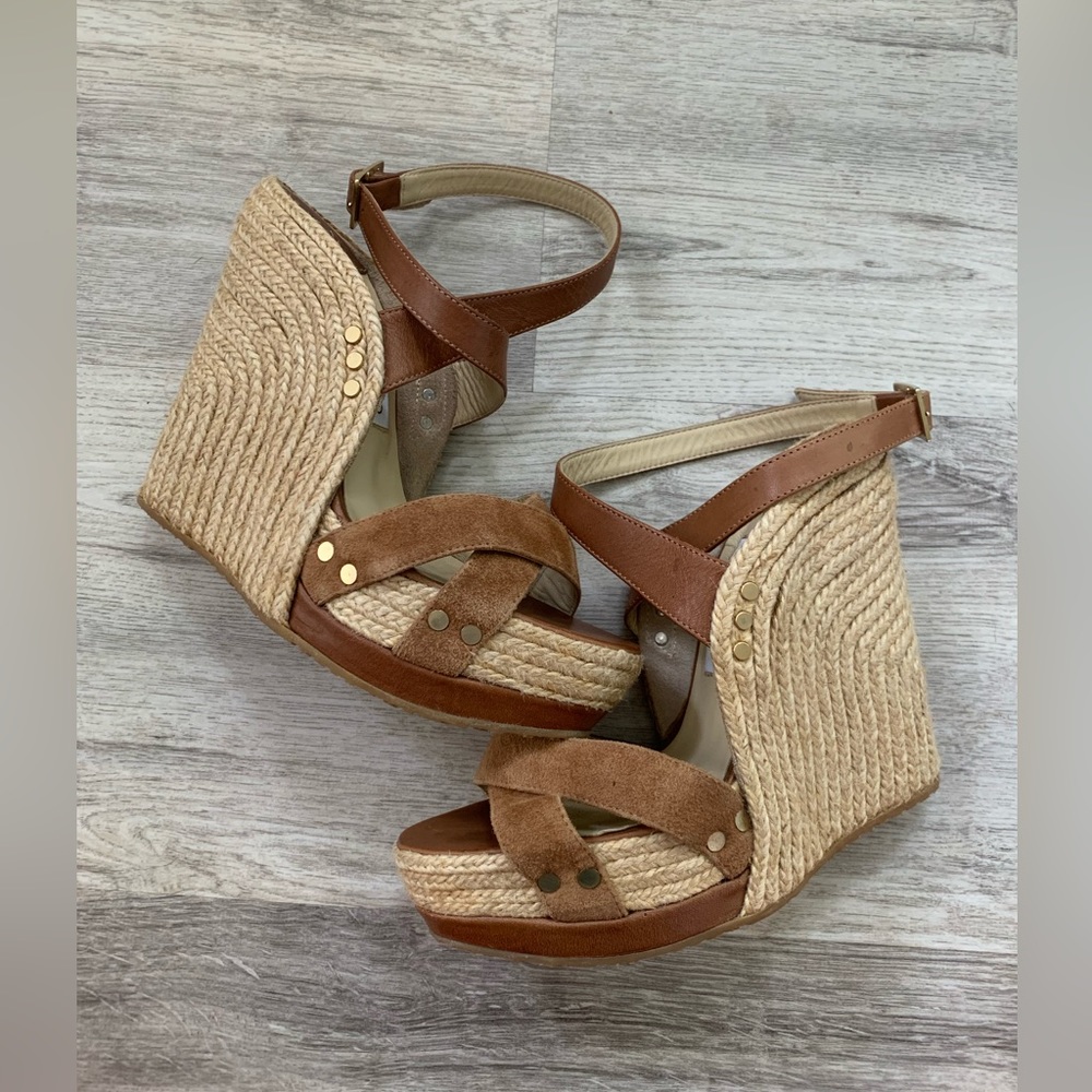 Jimmy Choo brown suede espadrille wedges size 40